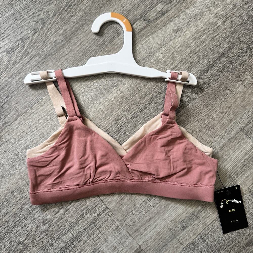 Art Class Girls 2 Pack Wireless Bras Size Small Rose Pink Beige NWT Target